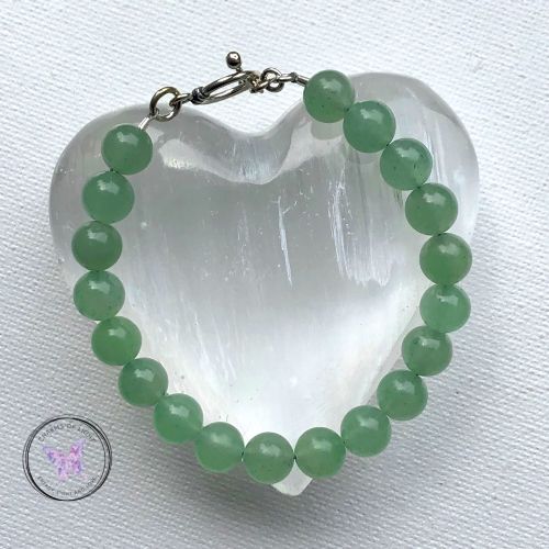 Green Aventurine Healing Bracelet With Silver Toggle Clasp